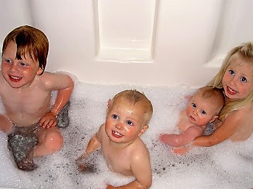 kids in tub